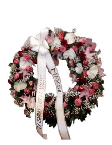 Corona funebre tonalità rosa / bianco Essential